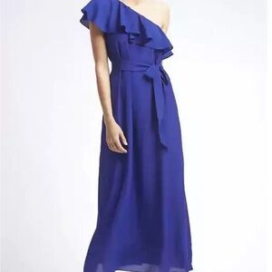 Banana Republic One-Shoulder Maxi Dress, Size Small  Blue (1422B2)